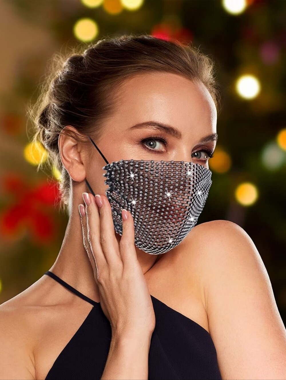 Face Mask 4 Lot Lace Satin Rhinestones 5 Ear Savers Brand New.